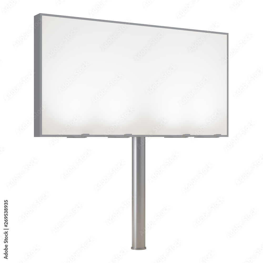 Blank billboard isolated on white background. Mockup. 3D rendering. Blank billboard isolated on white background. Mockup. 3D rendering.