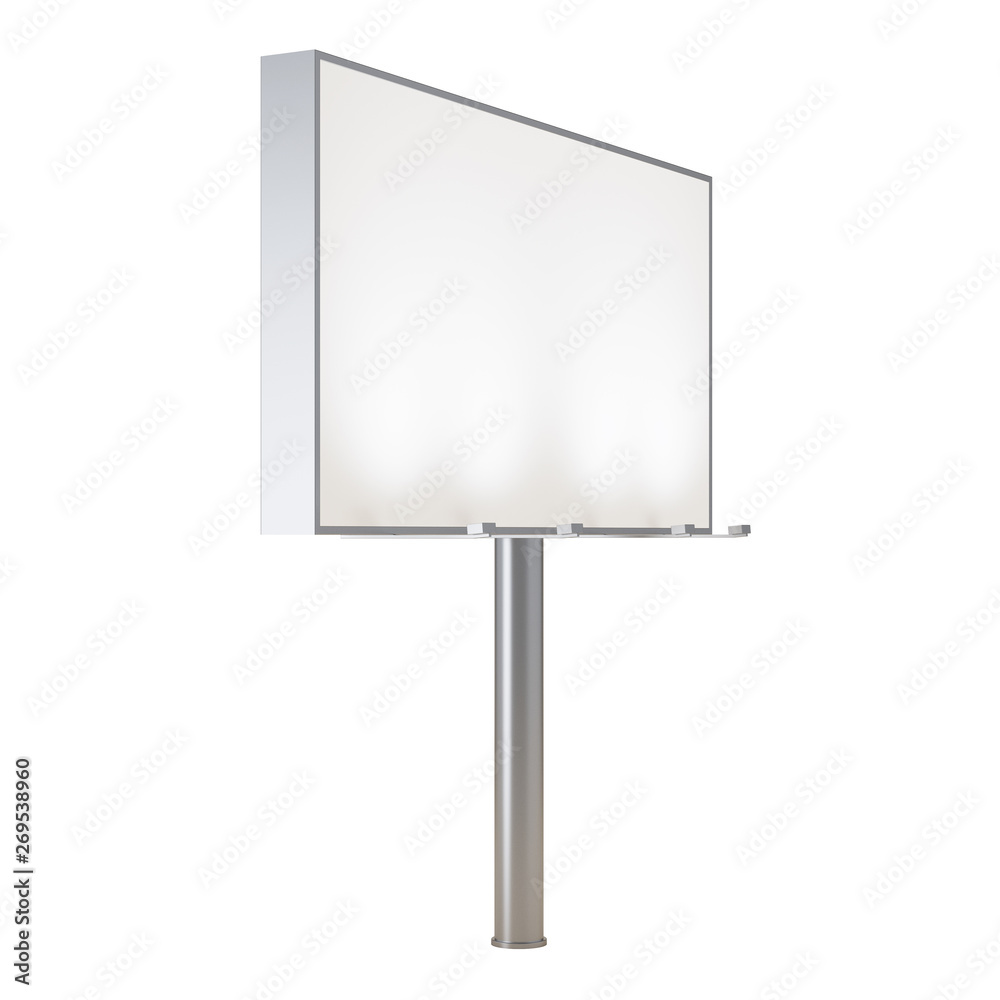 Blank billboard isolated on white background. Mockup. 3D rendering. Blank billboard isolated on white background. Mockup. 3D rendering.
