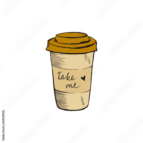 Coffee to go color sketch vector