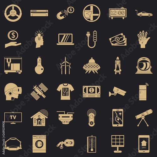 Telescope icons set. Simple style of 36 telescope vector icons for web for any design