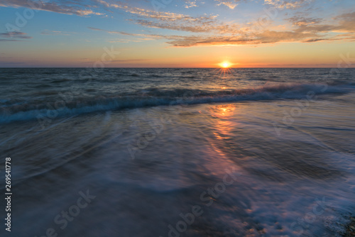 sunset on the sea, long exposure. Azov sea