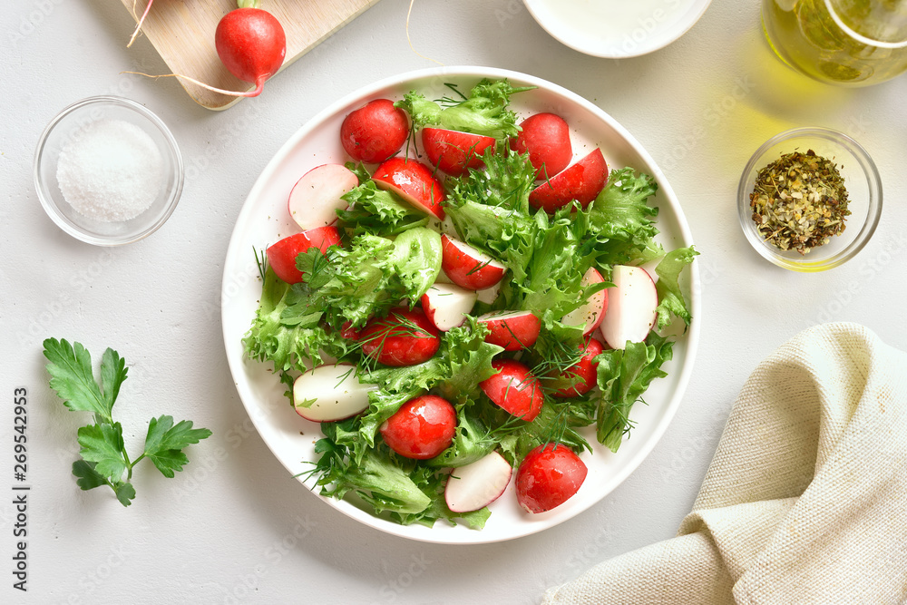 Radish salad with lettuce leaves