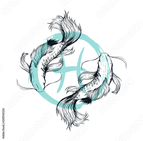 Pisces sign hand drawn illustration isolated