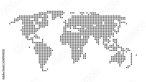 Dotted world map for websites in flat style. Vector