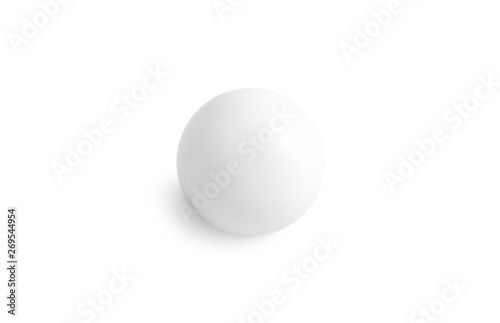 Blank white stress ball mockup top view, isolated, 3d rendering. Clear soft antistress sphere mock up template. Plane rubber bal hold in tension and worry arm. Empty squishy circle for pressure.