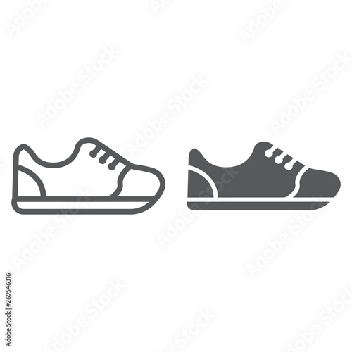 Sneakers line and glyph icon, footwear and fashion, sport shoes sign, vector graphics, a linear pattern on a white background.