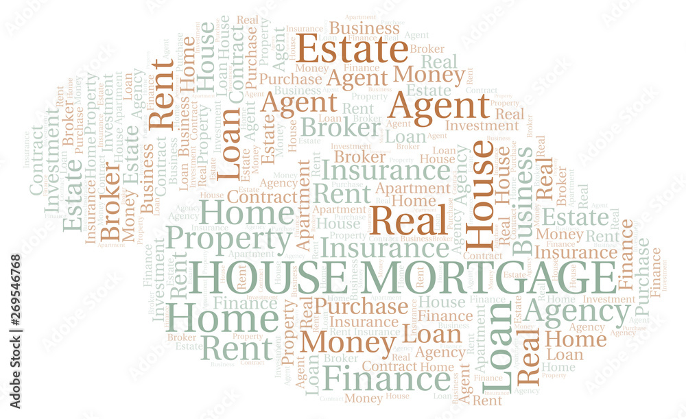 Fototapeta premium House Mortgage word cloud. Wordcloud made with text only.