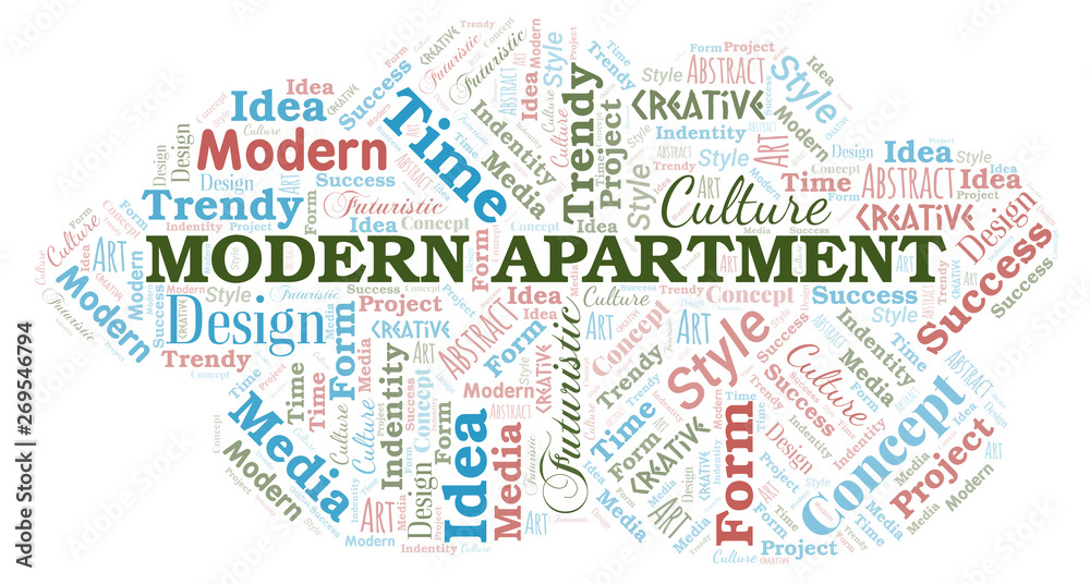 Modern Apartment word cloud. Wordcloud made with text only.