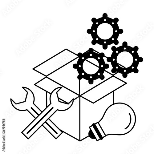 Technical support technology symbols in black and white
