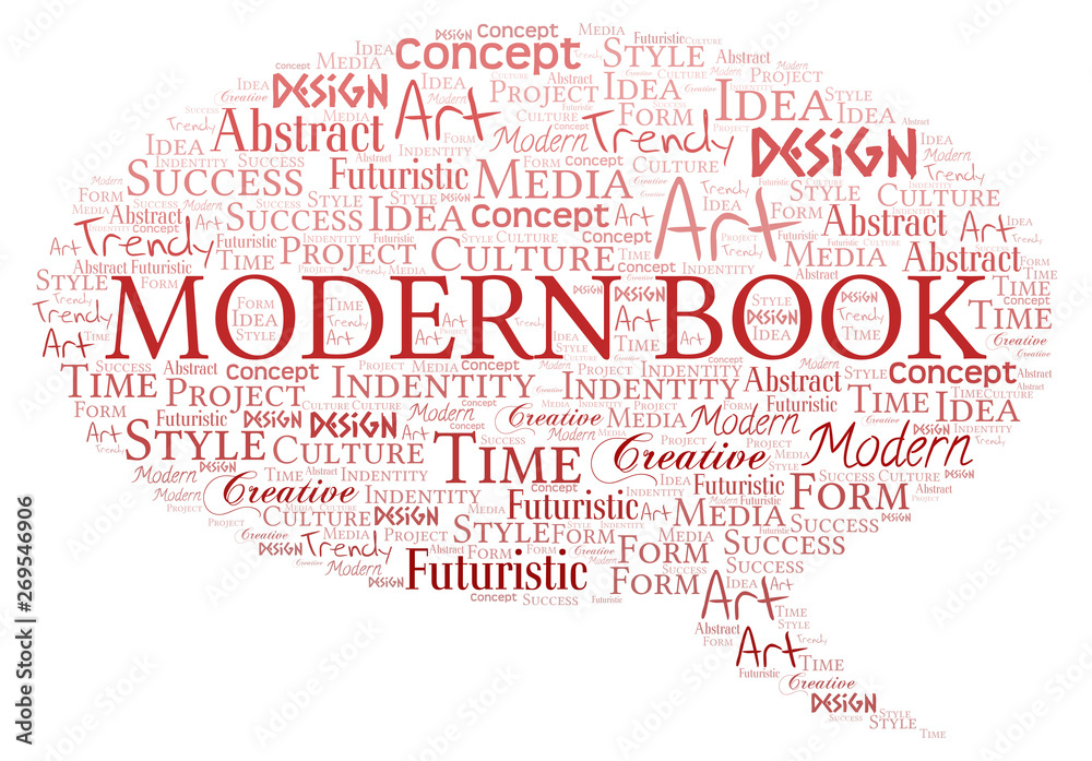 Modern Book word cloud. Wordcloud made with text only.
