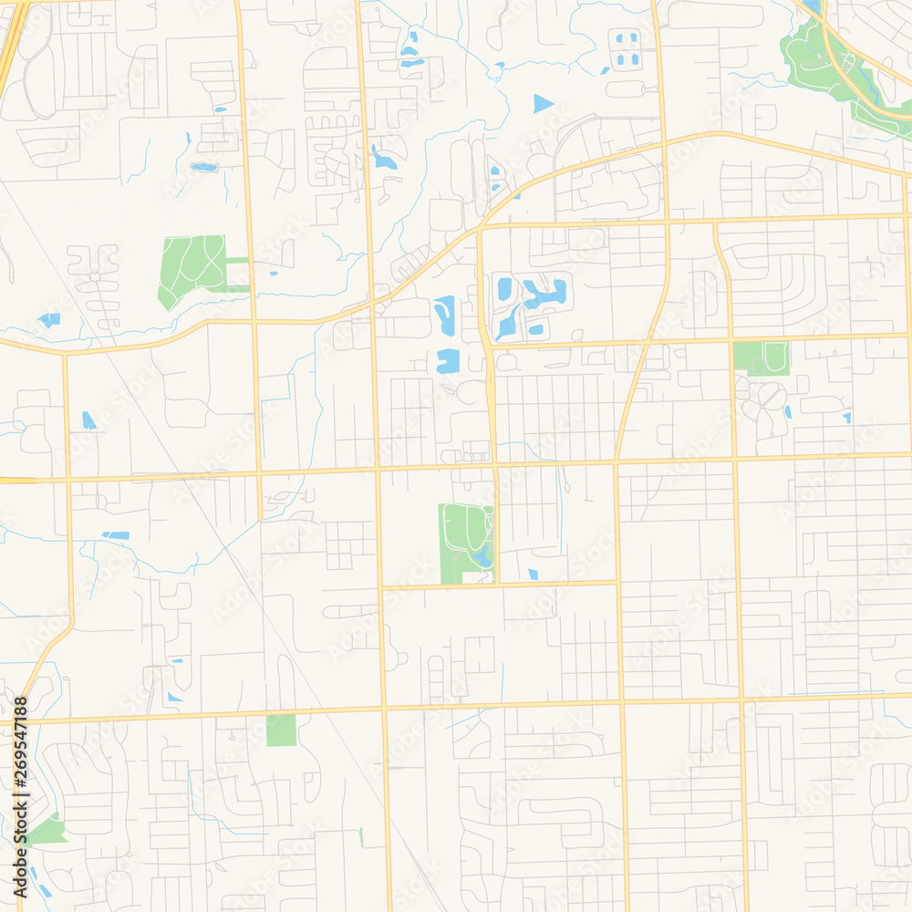 Empty vector map of Westland, Michigan, USA