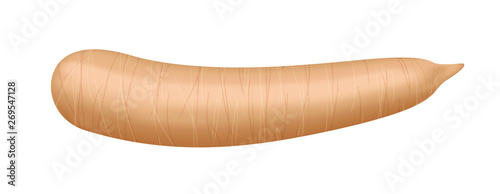 raw cassava fresh isolated on white background, cassava cut slice for tapioca flour industry or ethanol industry, pile yucca cassava tuber, raw manioc cassava in top view