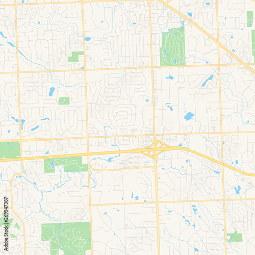 Empty vector map of Farmington Hills, Michigan, USA
