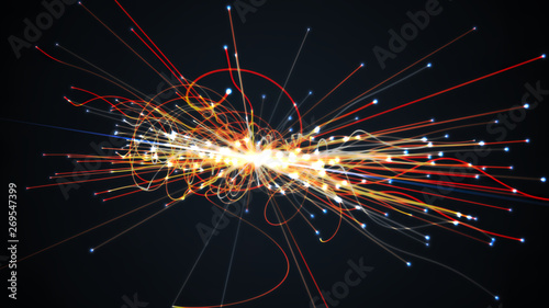 Tableau sur toile Particles collision in Hadron Collider. Astrophysics concept. 3D