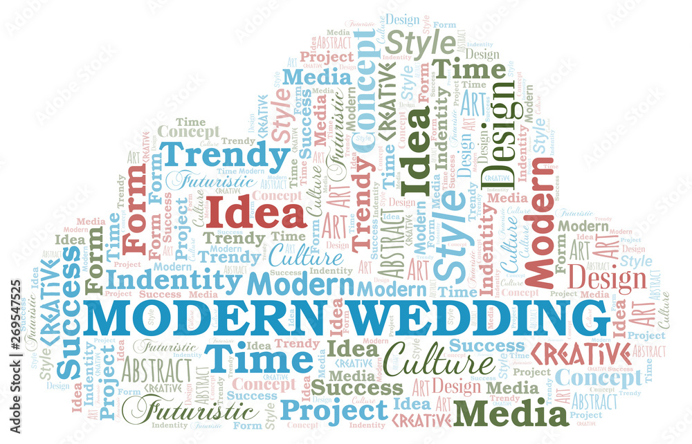 Obraz premium Modern Wedding word cloud. Wordcloud made with text only.