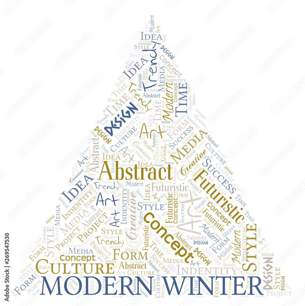 Modern Winter word cloud. Wordcloud made with text only.