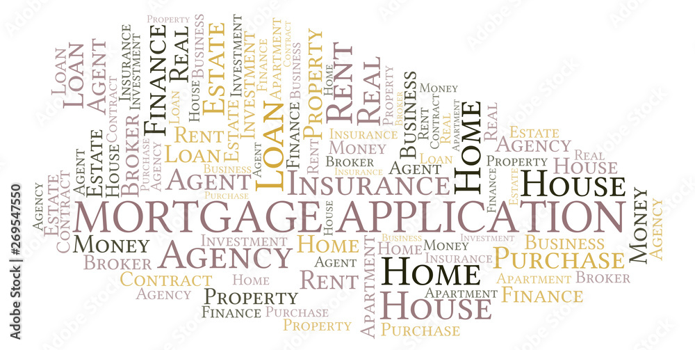 Mortgage Application word cloud. Wordcloud made with text only.