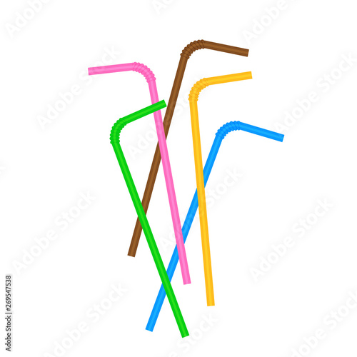 pile of straws tube plastic colorful isolated on white background, plastic waste of straws tube, plastic straws for drinking sweet juice, many garbage plastic straw