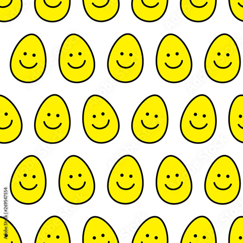 Easter eggs. Smiling faces seamless pattern.