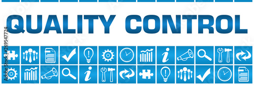 Quality Control Blue Box Grid Business Symbols 