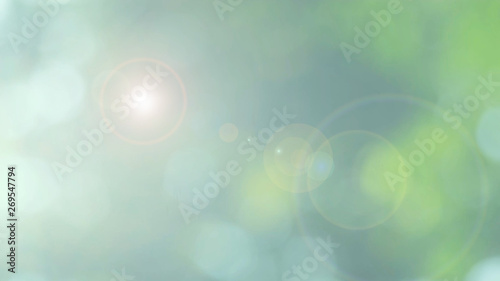 Nature green bokeh sun light flare and blur leaf abstract texture background, blurred natural green leaves white background. stock image of bokeh light from the sun through the leaves with copy space
