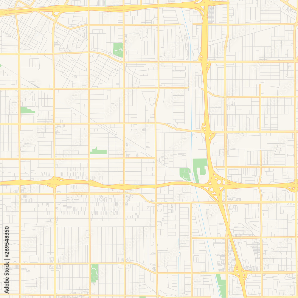 Empty vector map of Bellflower, California, USA