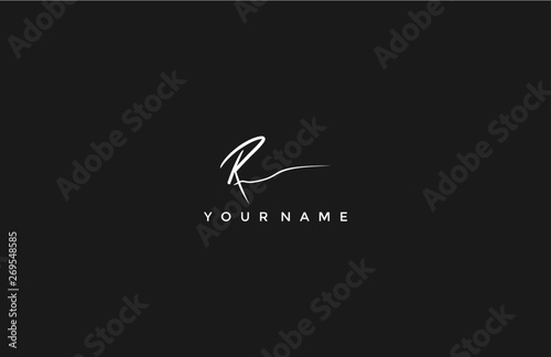 Calligraphy Signature Initial Letter R Logotype
