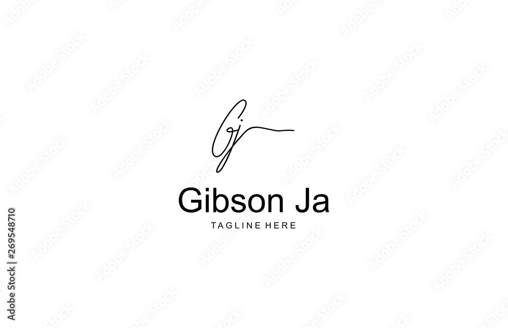 Calligraphy Signature Letter GJ Logotype