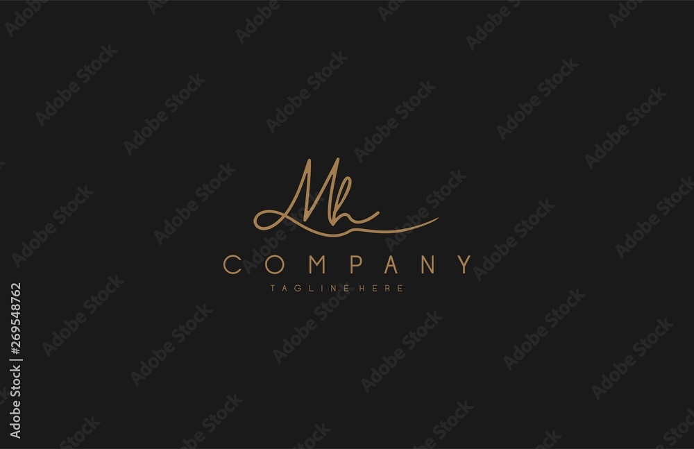 Calligraphy Signature Letter MH Logotype