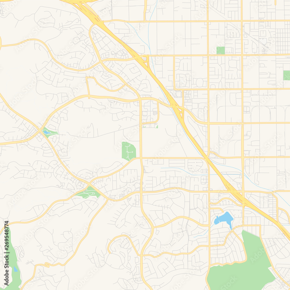 Fototapeta premium Empty vector map of Folsom, California, USA