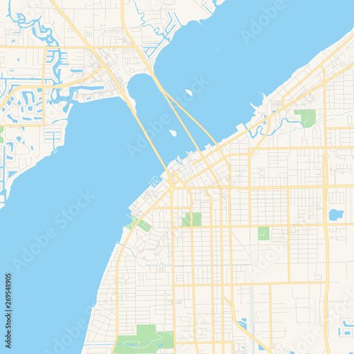 Empty vector map of Fort Myers, Florida, USA