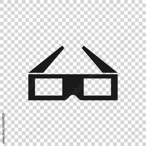 Grey 3D cinema glasses icon isolated on transparent background. Vector Illustration