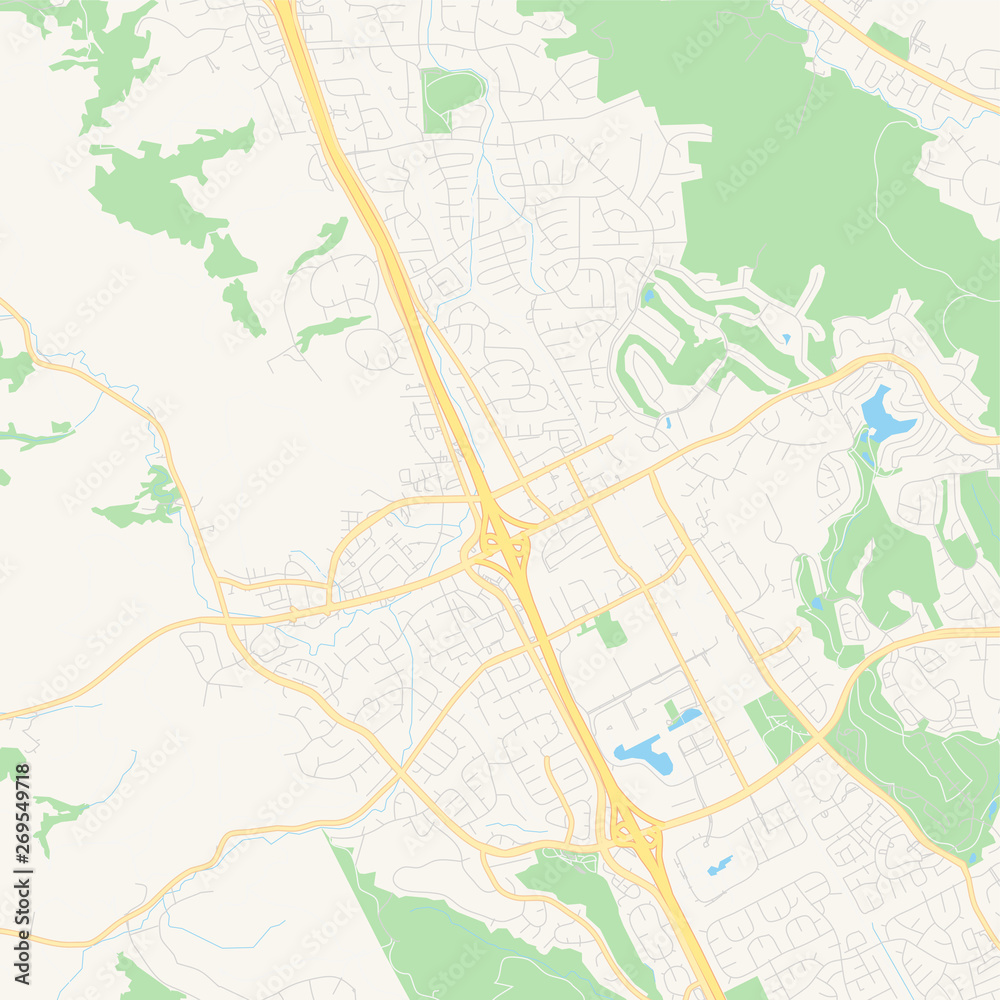 Empty vector map of San Ramon, California, USA