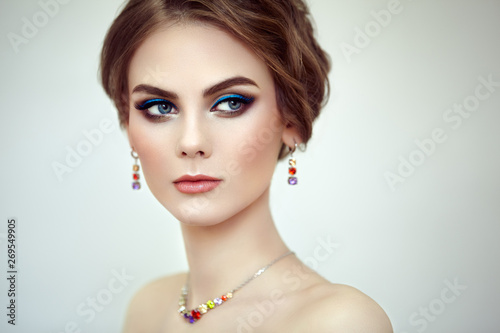 Portrait Beautiful Woman with Jewelry