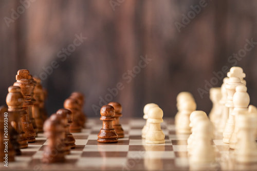 wooden chess endways on the board photo