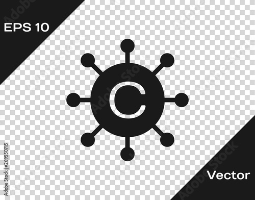 Grey Copywriting network icon isolated on transparent background. Content networking symbol. Copyright sign. Copywriting network sign. Vector Illustration
