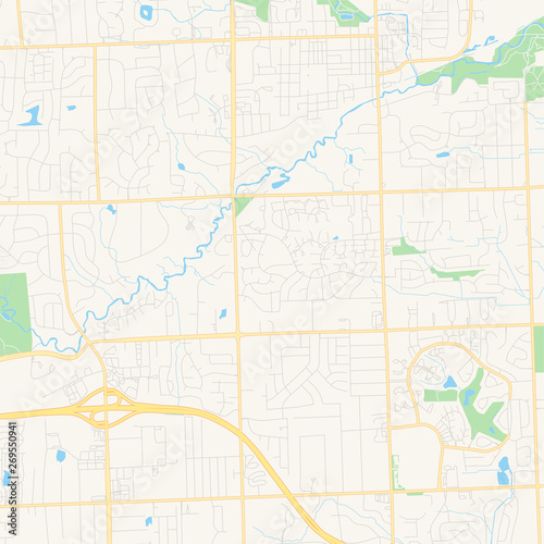 Empty vector map of Rochester Hills, Michigan, USA photo