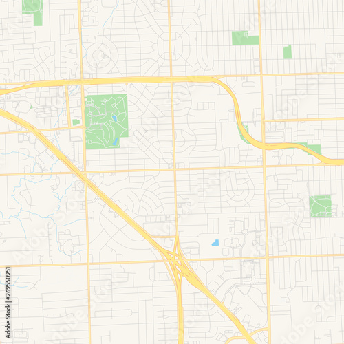 Empty vector map of Southfield, Michigan, USA