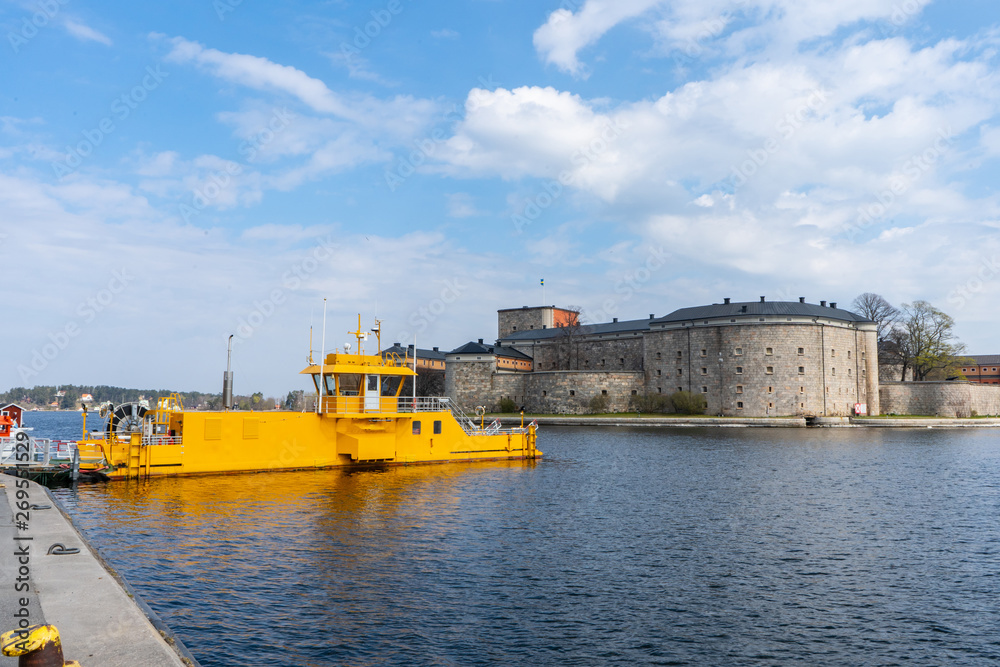 beautiful vaxholms fortress in spring. lake view. beautiful vaxholms fortress in spring. lake view.