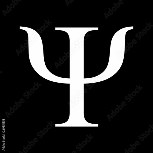 Illustration of Psi greek sign on dark background photo