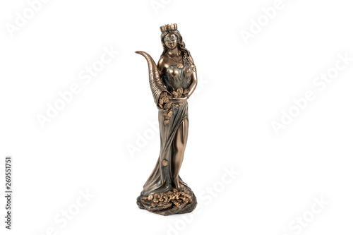 bronze statuette of luck on white