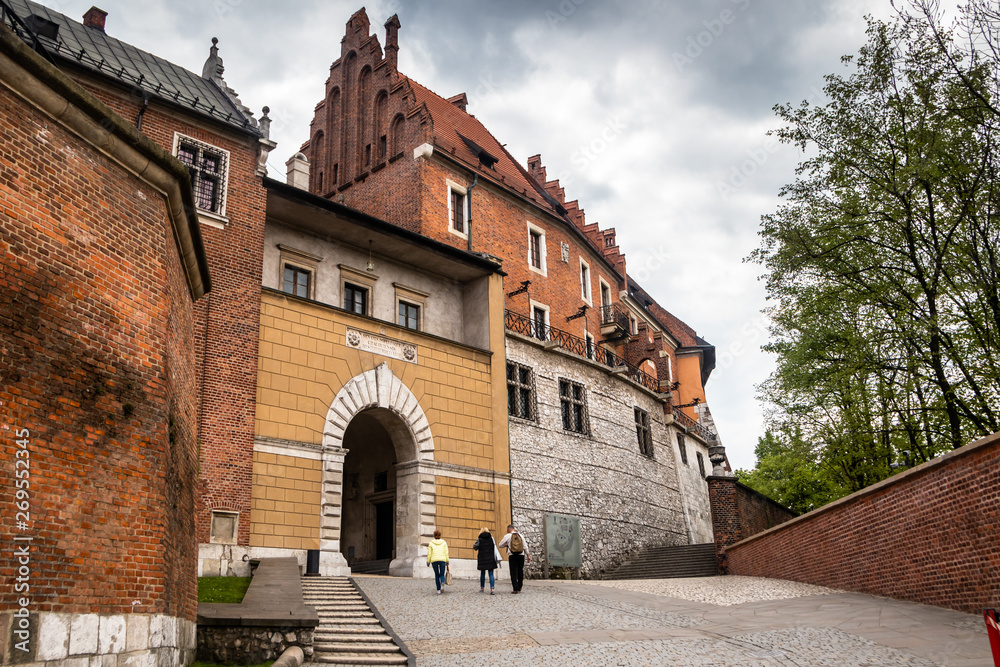 Medieval Wawel castle complex on Wawel hill in Krakow