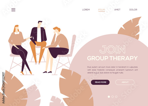 Join group therapy - colorful flat design style web banner