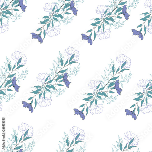 Wallpaper Mural Floral background of delicate purple flowers. Vintage light texture for cards, tiles, invitations, greetings and advertising. Torontodigital.ca