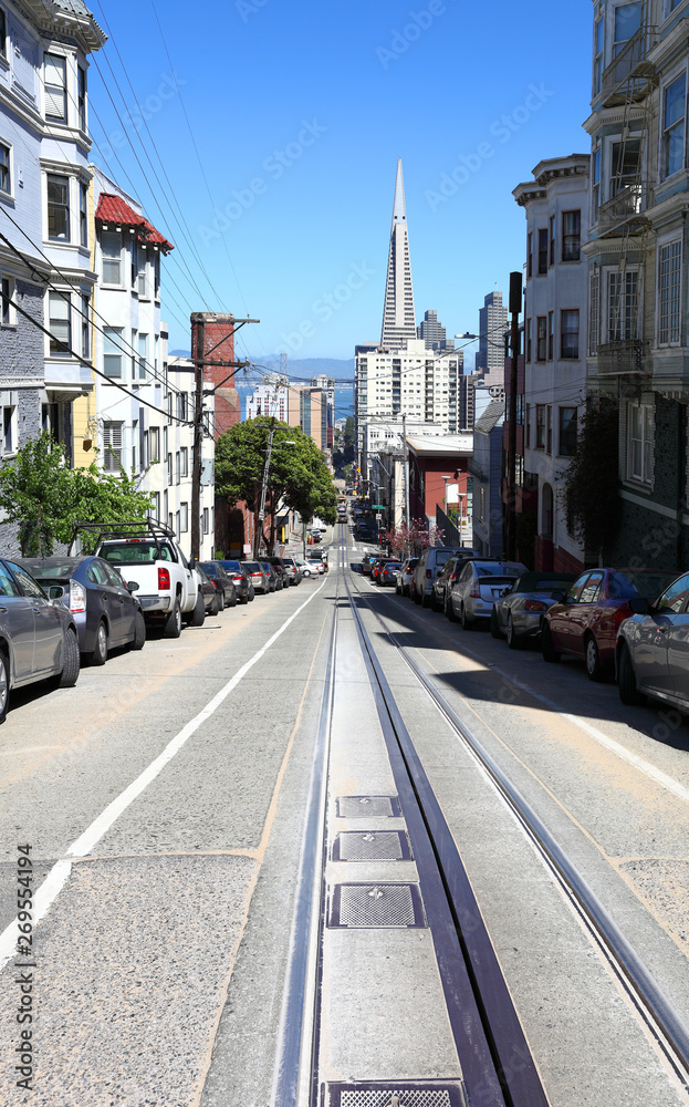 The streets of San Francisco: Washington Street - obrazy, fototapety, plakaty 