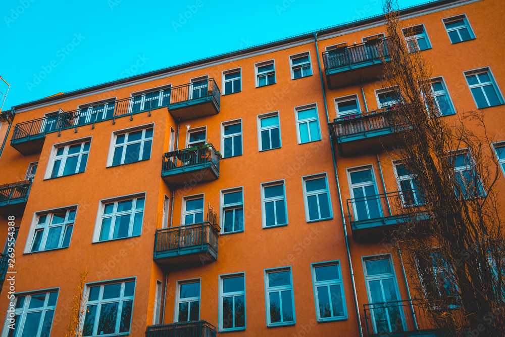 orange apartment house in germany