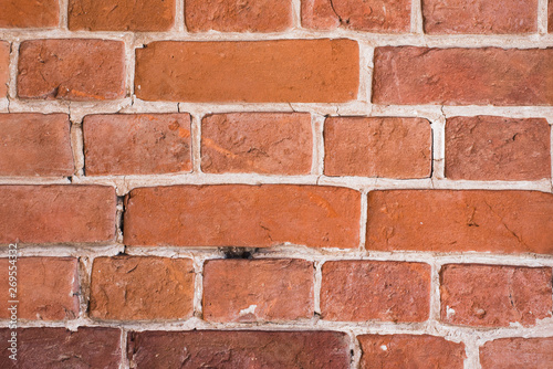 brick wall close. Red brick wall texture background