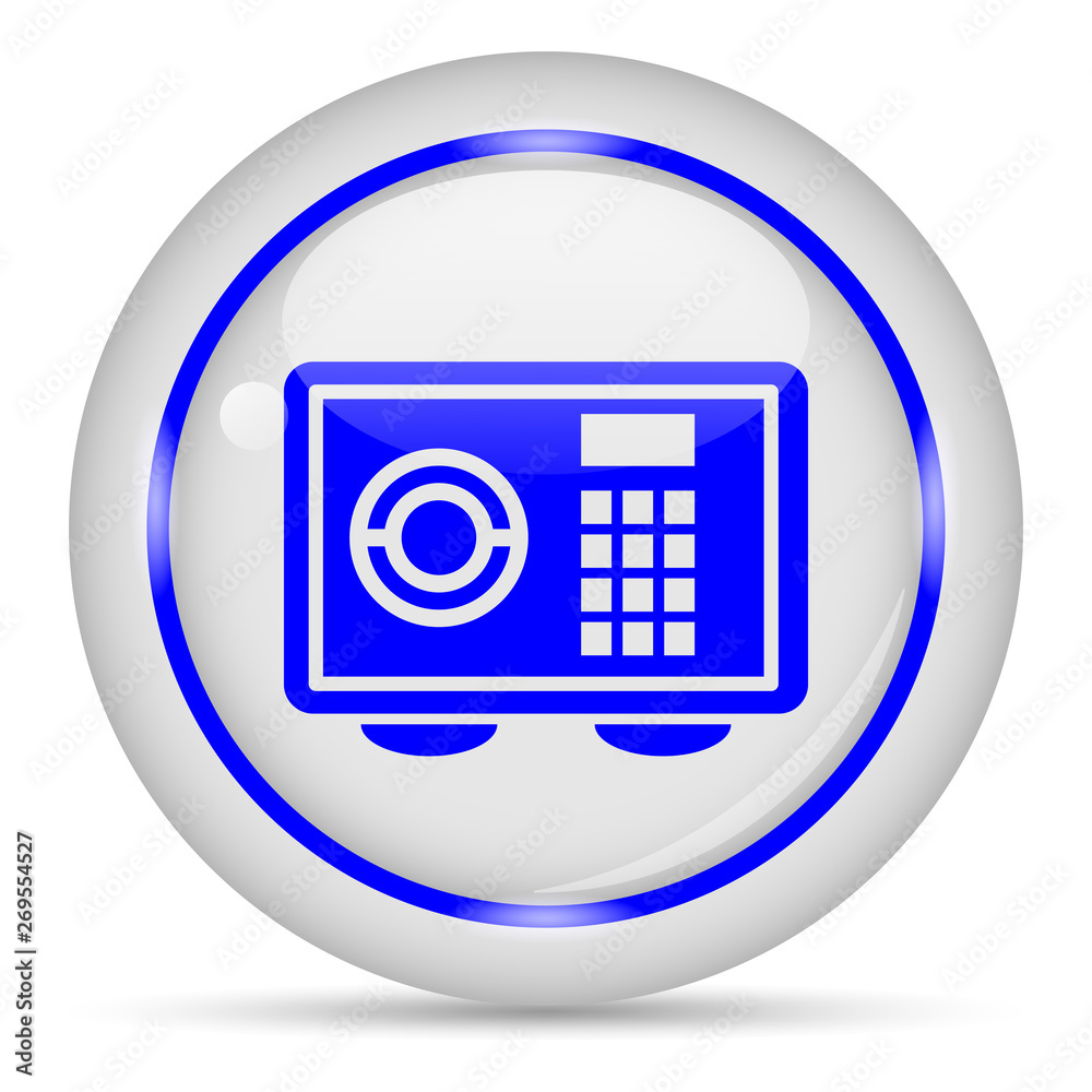 Safe icon. White glossy round vector icon in eps 10. Editable modern design internet button on white background.