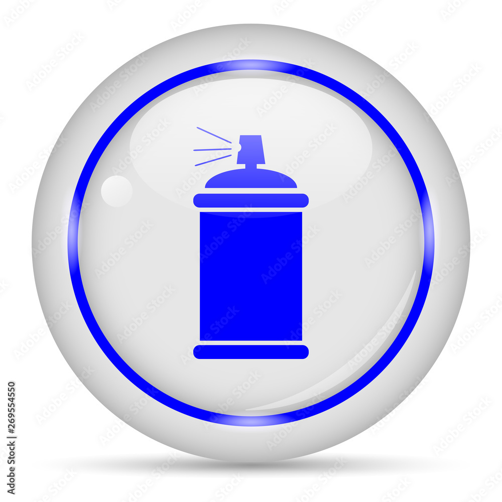 Spray can icon. White glossy round vector icon in eps 10. Editable modern design internet button on white background. Spray can icon. White glossy round vector icon in eps 10. Editable modern design internet button on white background.
