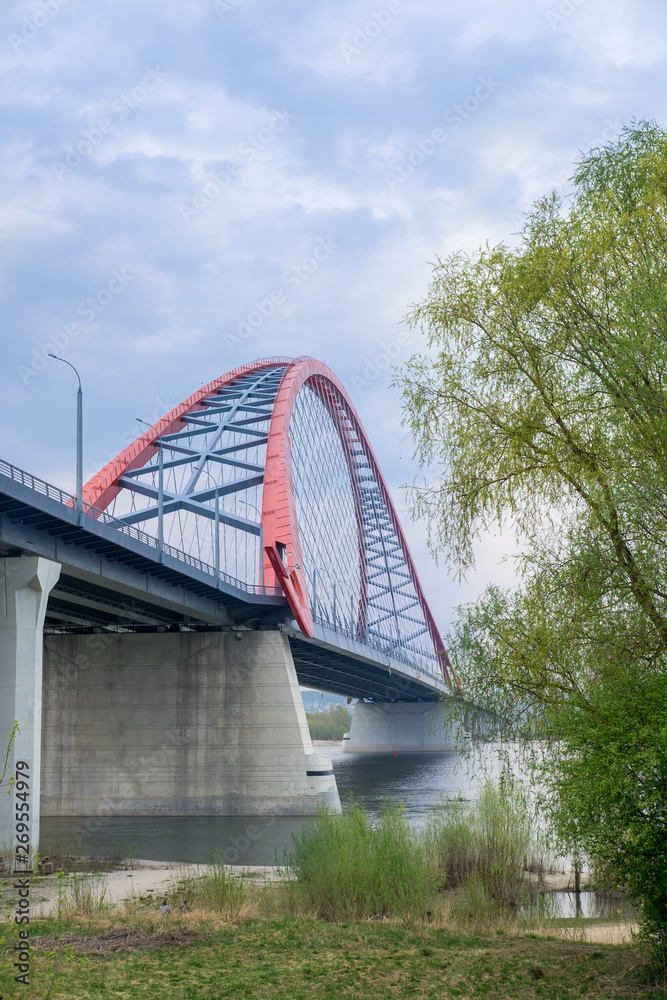 Fototapeta premium Novosibirsk, Russia, May 11, 2019: Bugrinsky Bridge over the River Ob